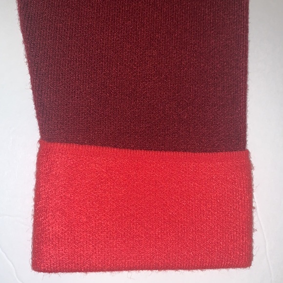 Cynthia Rowley size M burgundy w orange cuffs zip up A-line 3/4 sleeve sweater - Picture 10 of 14
